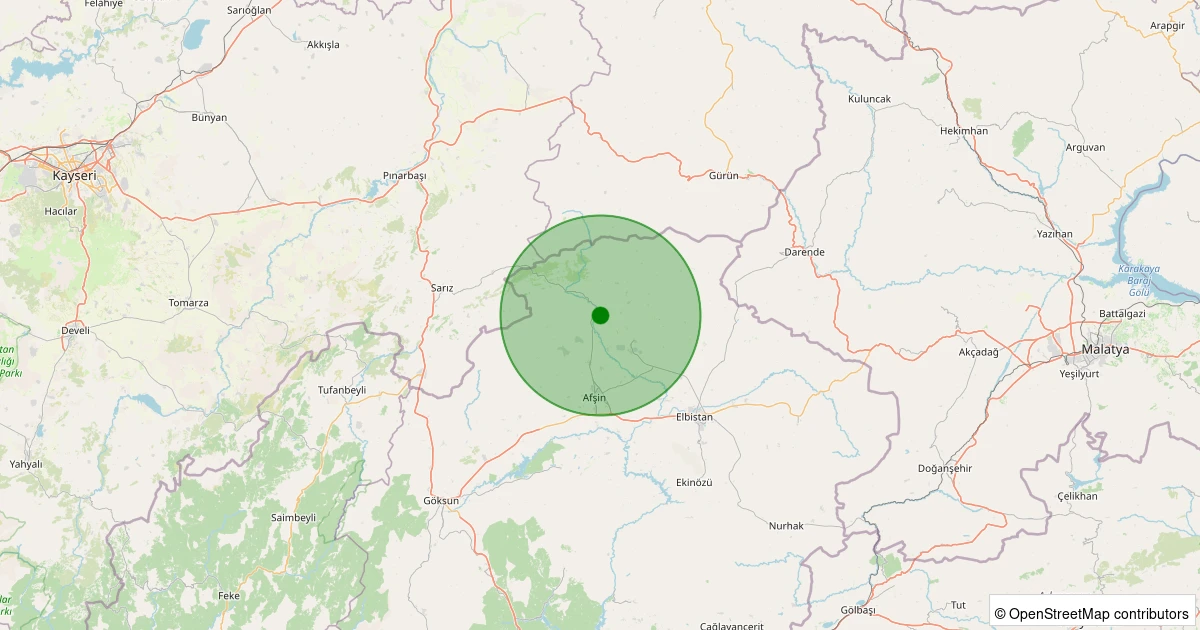 08 Aralık 2025 saat 11:54 - Afşin - Tanır - 1.30ml depreminin harita gösterimi
