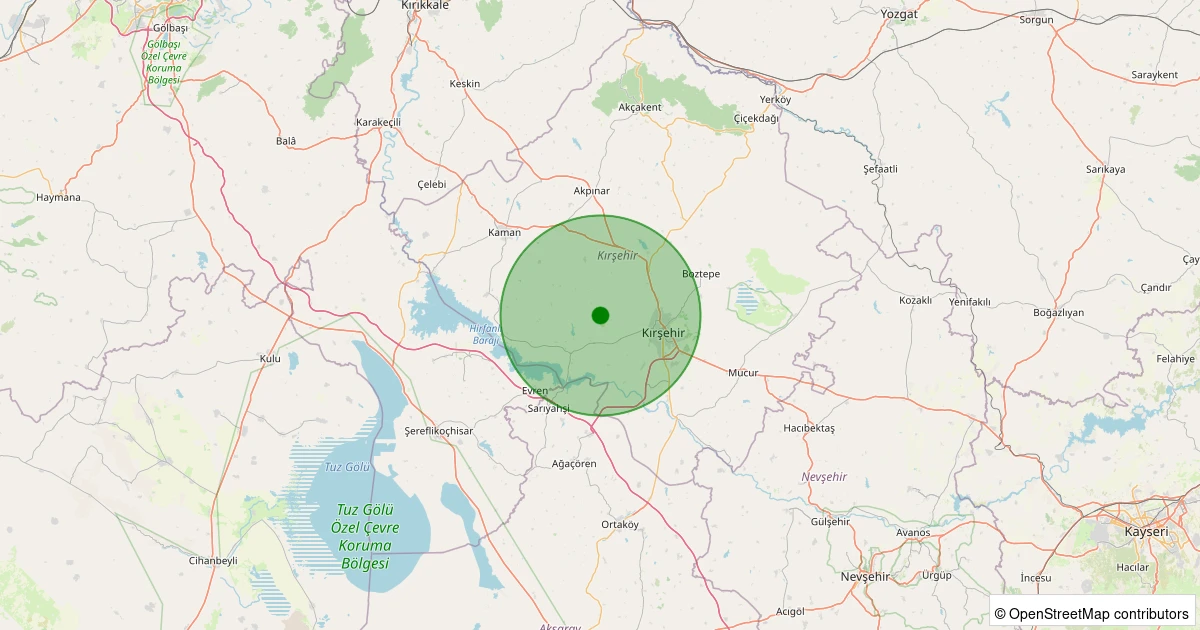 08 Aralık 2025 saat 12:54 - Kırşehir - 0.70ML depreminin harita gösterimi