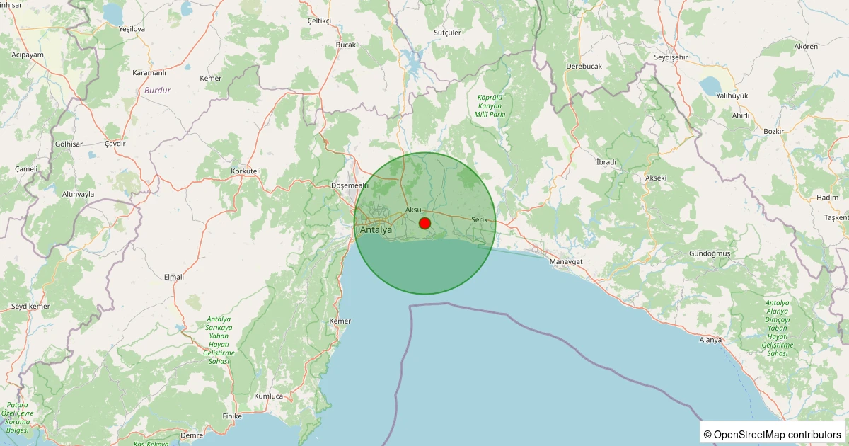 08 Aralık 2025 saat 13:21 - Aksu - Yurtpınar Köyü - 5.15mw depreminin harita gösterimi