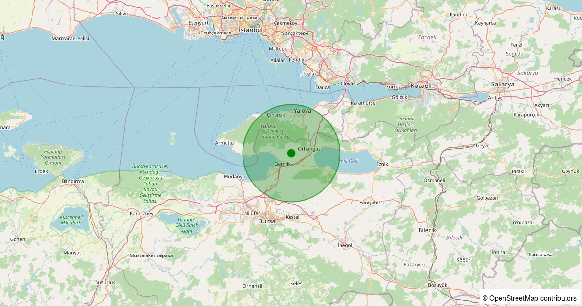 08 Aralık 2025 saat 14:16 - Gemlik - Şahinyurdu Köyü - 1.00ml depreminin harita gösterimi