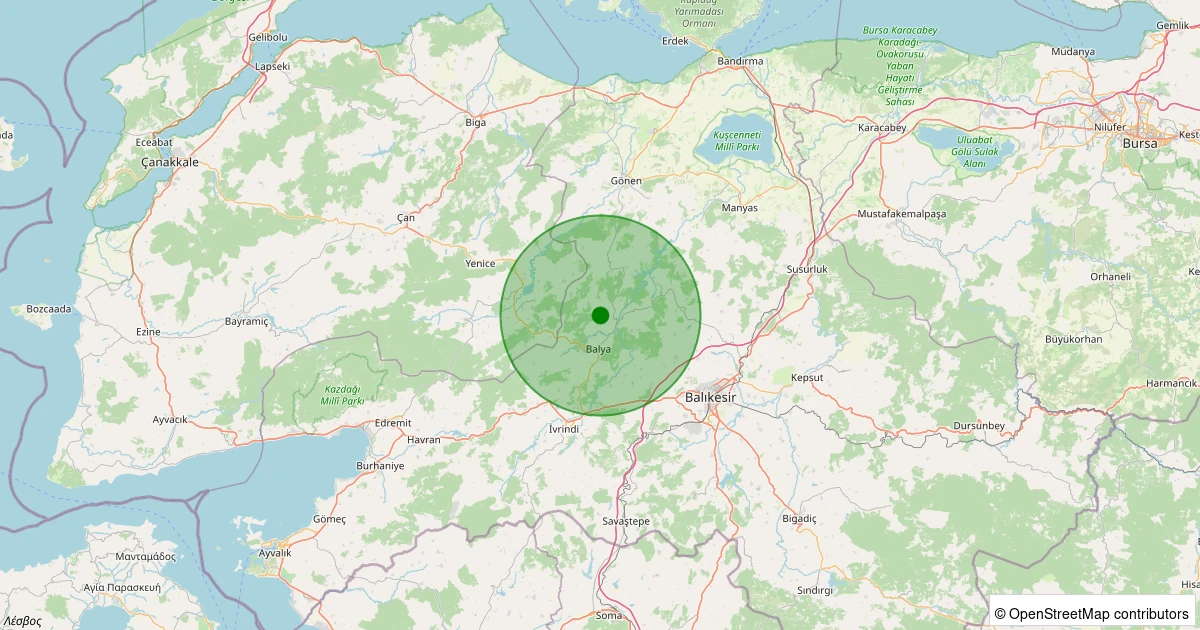 09 Aralık 2025 saat 05:21 - Balya - Kayapınar Köyü - 2.70ml depreminin harita gösterimi