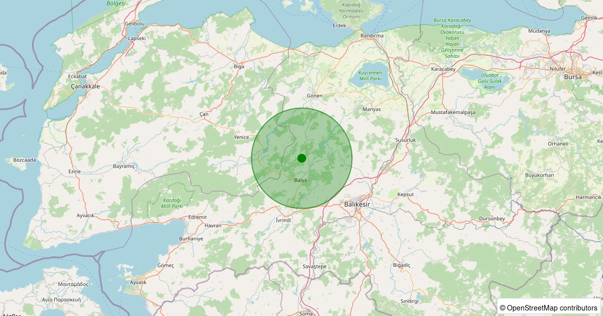 09 Aralık 2025 saat 06:58 - Balya - Göloba Köyü - 1.20ML depreminin harita gösterimi
