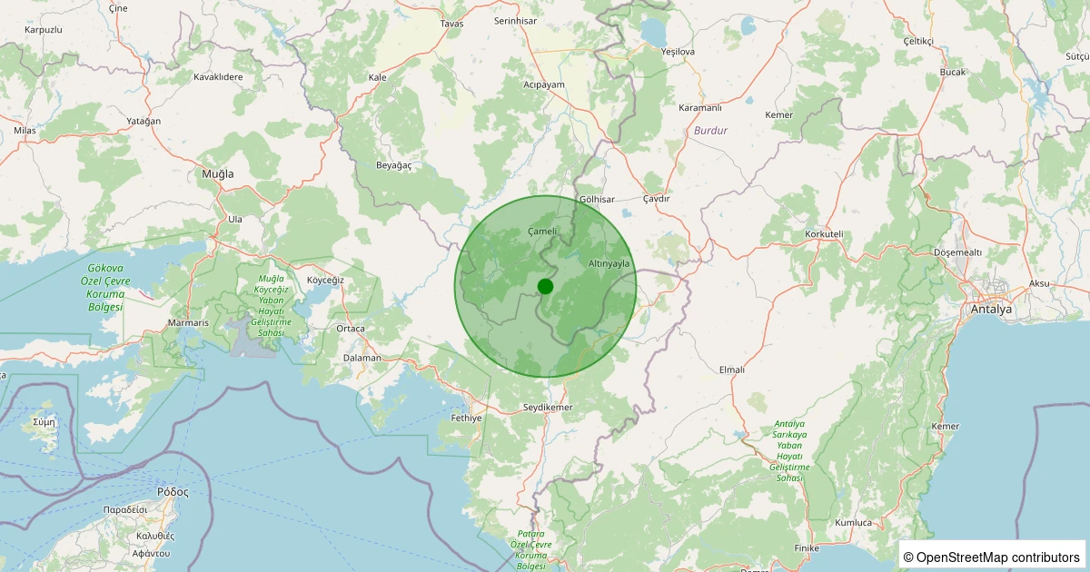09 Aralık 2025 saat 07:58 - Çameli - Arıkaya - 1.30ML depreminin harita gösterimi