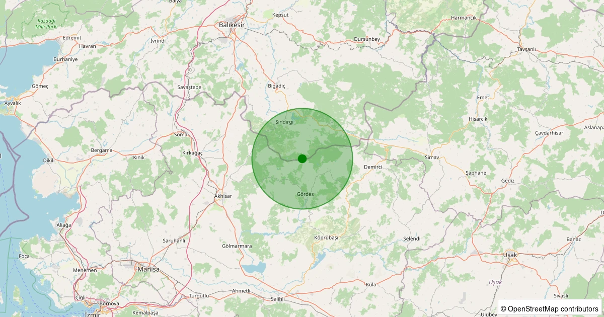 07 Aralık 2025 saat 09:30 - Gördes - 1.60ml depreminin harita gösterimi
