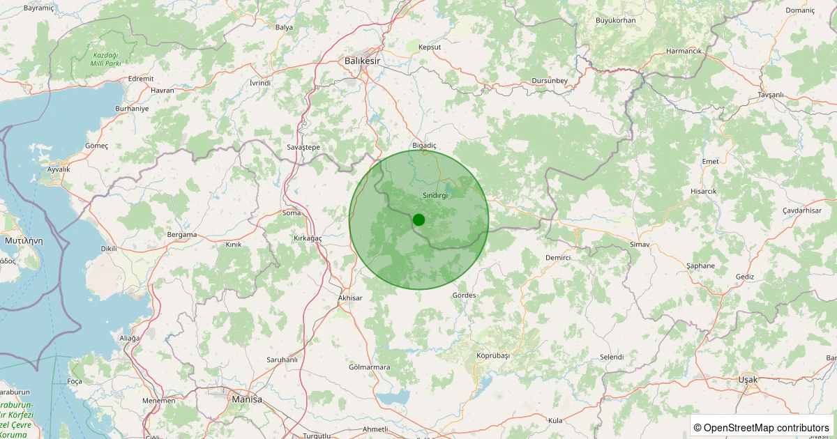07 Aralık 2025 saat 08:41 - Sındırgı - Ormaniçi - 1.40ml depreminin harita gösterimi