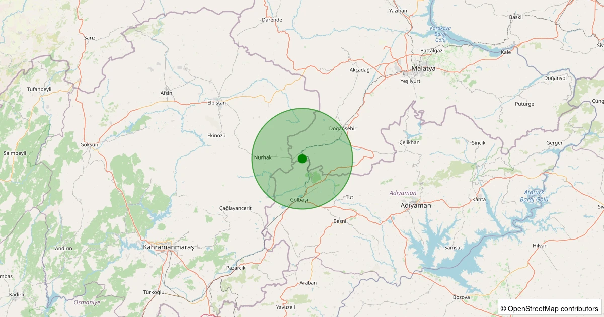 07 Aralık 2025 saat 06:11 - Doğanşehir - Bıçakçı - 1.70ml depreminin harita gösterimi