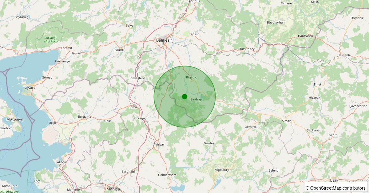 07 Aralık 2025 saat 01:00 - Sındırgı - Alacaatlı - 1.10ml depreminin harita gösterimi