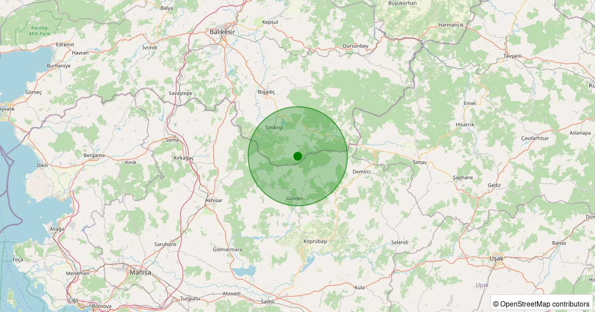 07 Aralık 2025 saat 00:10 - Sındırgı - Yüreğil/Merkez - 1.00ml depreminin harita gösterimi