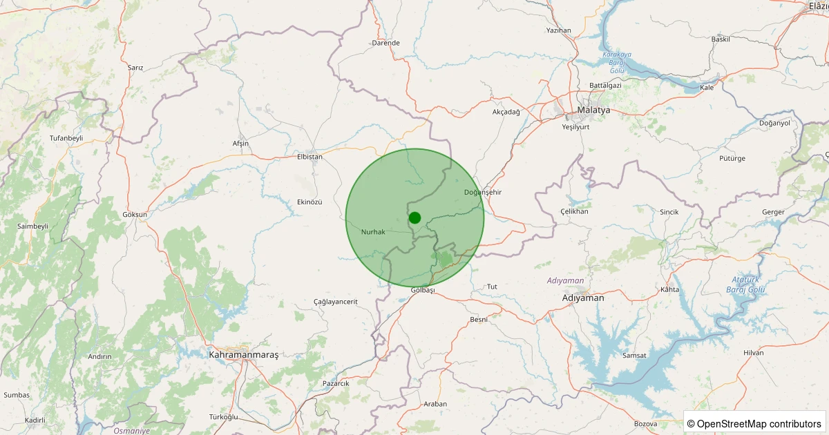 06 Aralık 2025 saat 17:47 - Doğanşehir - Gövdeli - 1.30ml depreminin harita gösterimi