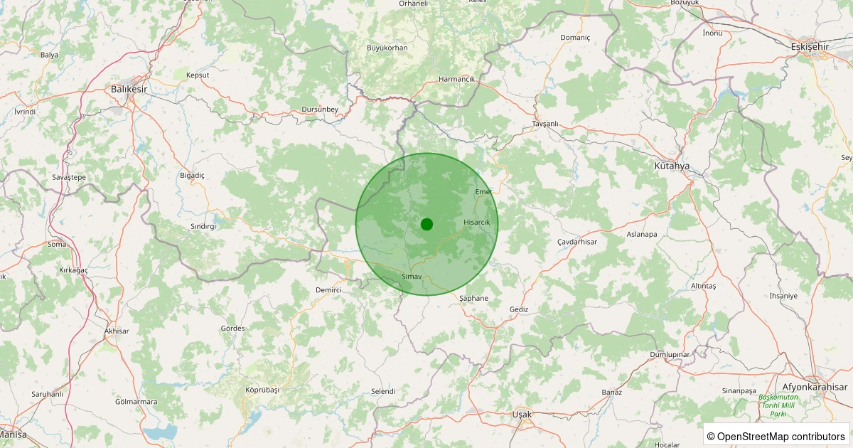 06 Aralık 2025 saat 08:06 - Simav - Maden Köyü - 1.30ml depreminin harita gösterimi