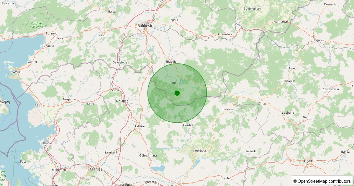 06 Aralık 2025 saat 06:51 - Sındırgı - Aktaş - 1.20ml depreminin harita gösterimi