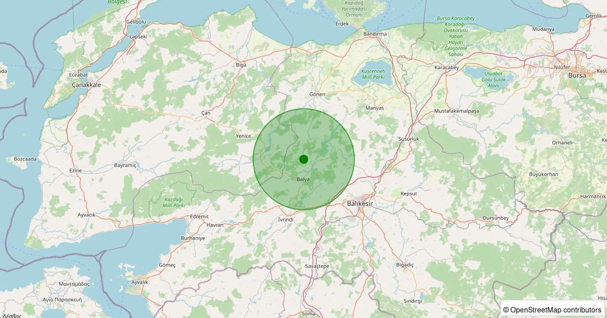 06 Aralık 2025 saat 06:42 - Balya - Kayapınar Köyü - 2.00ml depreminin harita gösterimi