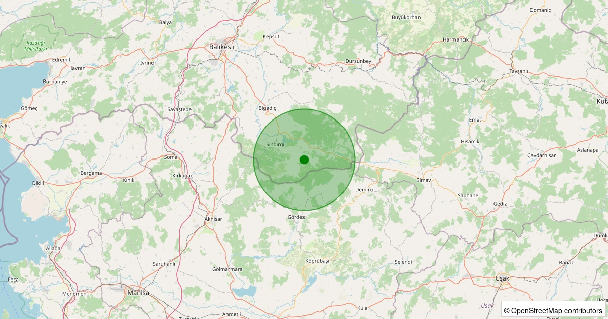 06 Aralık 2025 saat 05:52 - Sındırgı - Büyükdağdere - 1.50ml depreminin harita gösterimi