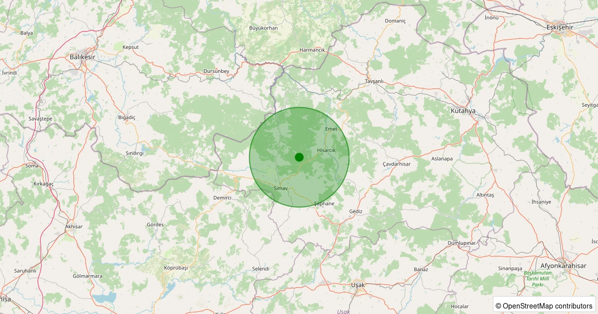 06 Aralık 2025 saat 03:01 - Hisarcık - Güldüren Köyü - 1.10ml depreminin harita gösterimi