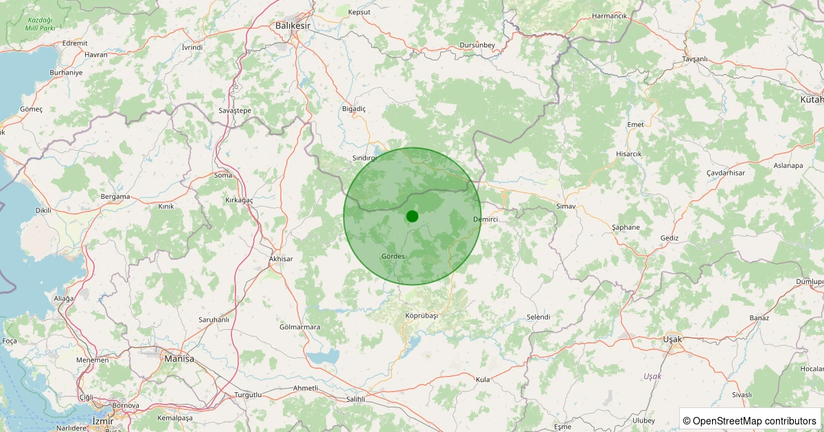06 Aralık 2025 saat 01:33 - Gördes - 0.90ml depreminin harita gösterimi
