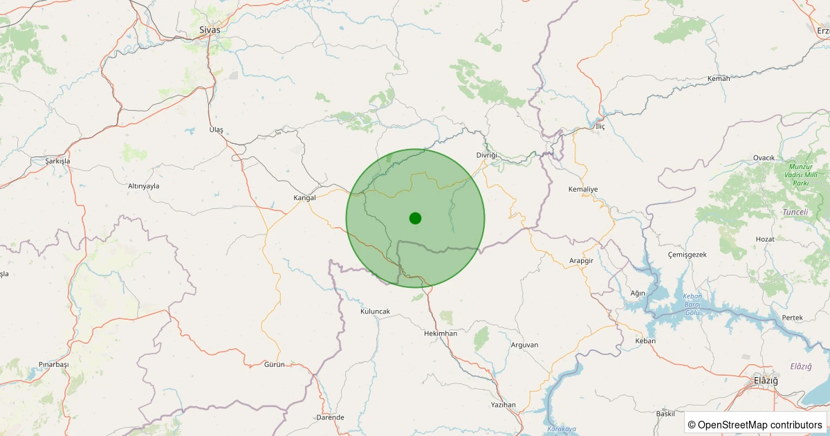 09 Aralık 2025 saat 09:11 - Kangal - Ceviz Köyü - 0.80ML depreminin harita gösterimi