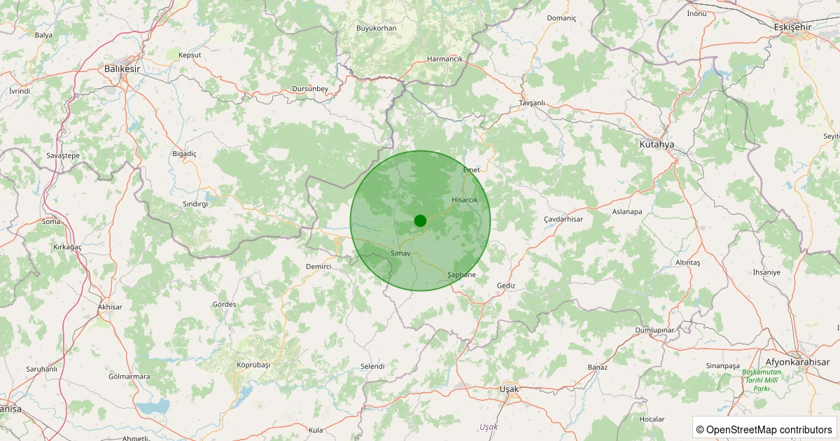 09 Aralık 2025 saat 17:31 - Simav - Karacaören Köyü - 1.40ml depreminin harita gösterimi
