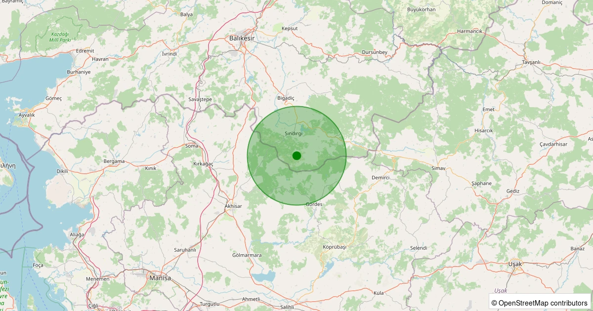 10 Aralık 2025 saat 00:36 - Sındırgı - Aktaş - 1.90ml depreminin harita gösterimi