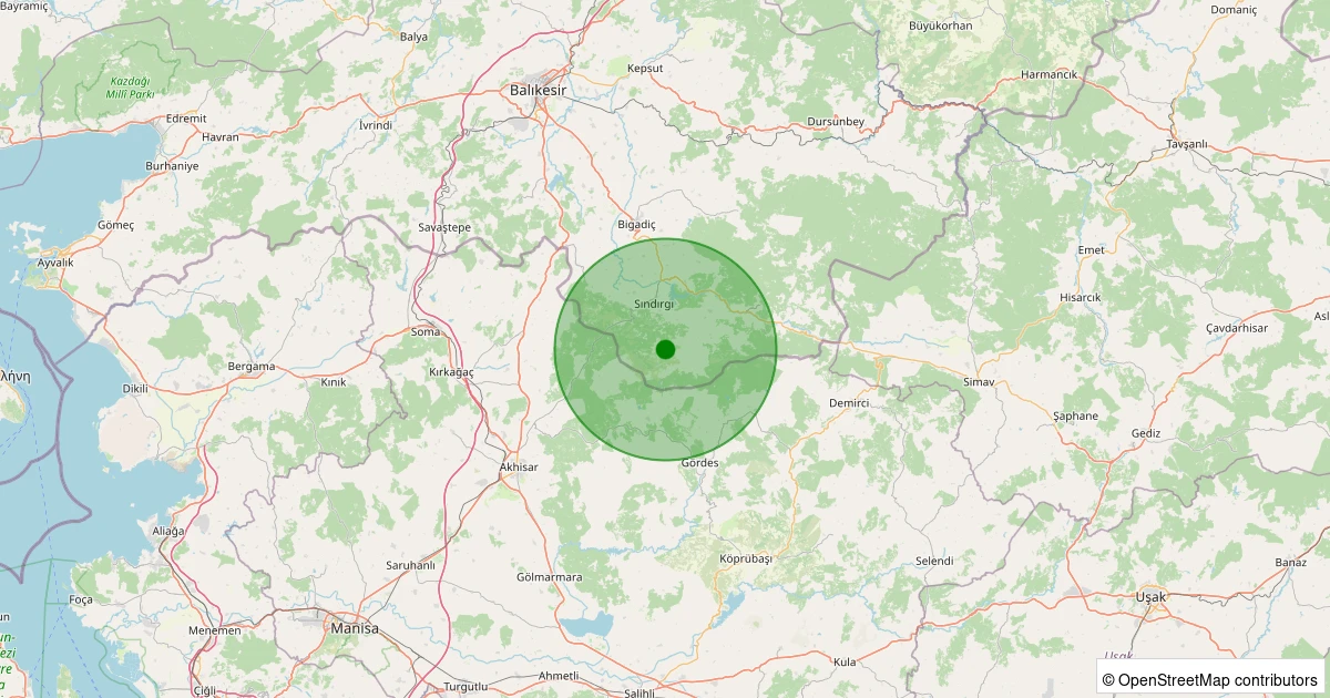 10 Aralık 2025 saat 08:53 - Sındırgı - Aktaş - 1.50ML depreminin harita gösterimi