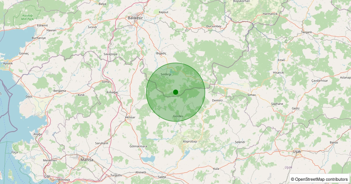08 Aralık 2025 saat 02:12 - Sındırgı - Yüreğil/Yeni - 1.40ml depreminin harita gösterimi