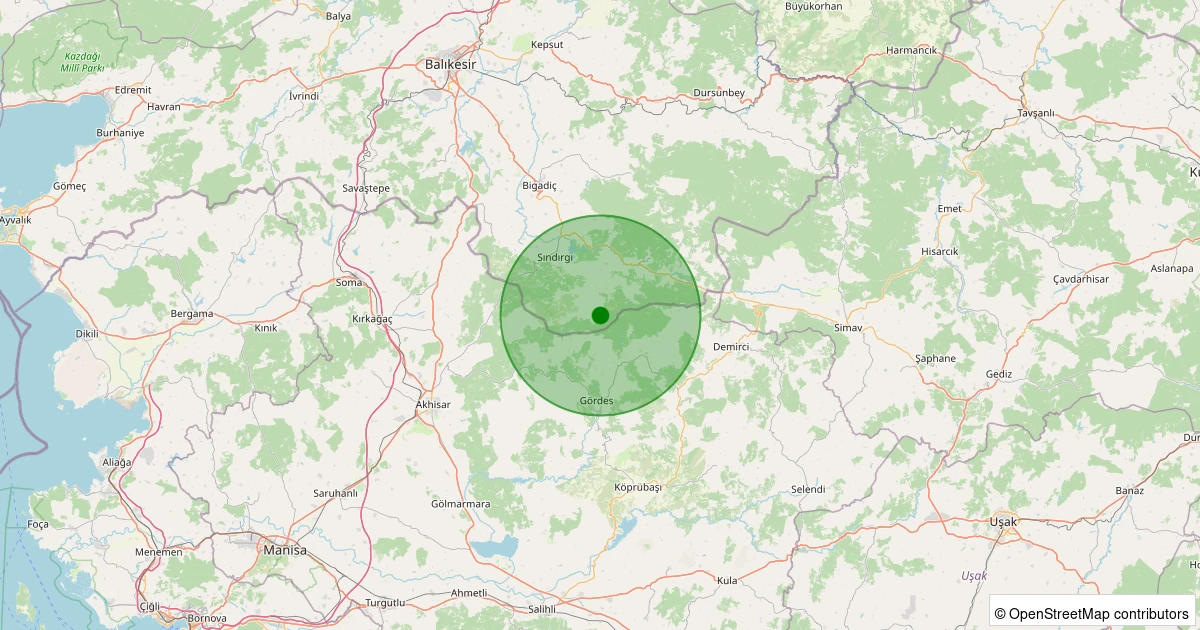 08 Aralık 2025 saat 00:43 - Sındırgı - Yüreğil/Merkez - 2.90ml depreminin harita gösterimi