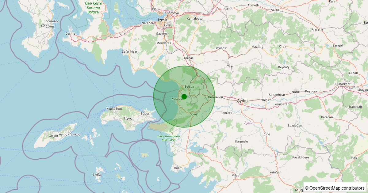 07 Aralık 2025 saat 19:47 - Selçuk - Sultaniye - 2.10ml depreminin harita gösterimi
