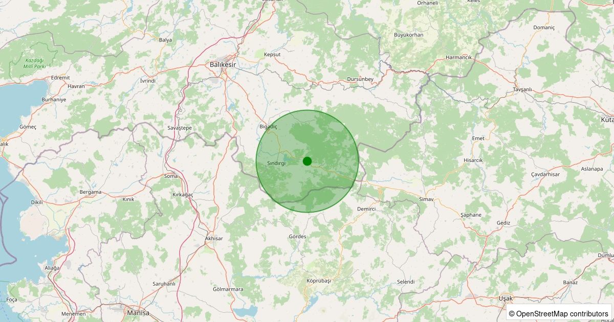 07 Aralık 2025 saat 17:58 - Sındırgı - Kıranköy - 2.80ml depreminin harita gösterimi