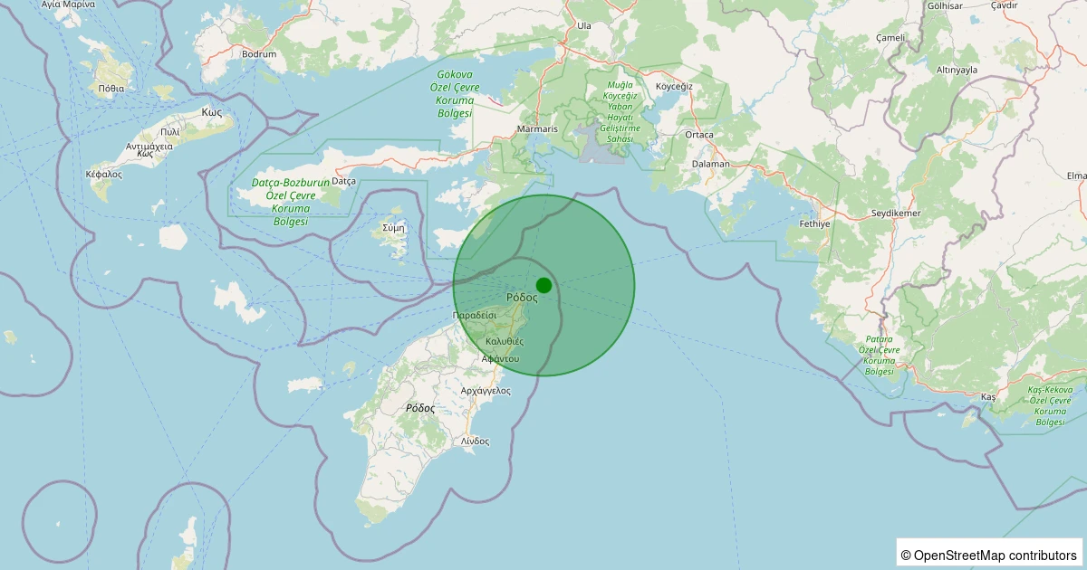10 Aralık 2025 saat 18:58 - Akdeniz - [24.14 km] Marmaris (Muğla) - 1.70ML depreminin harita gösterimi