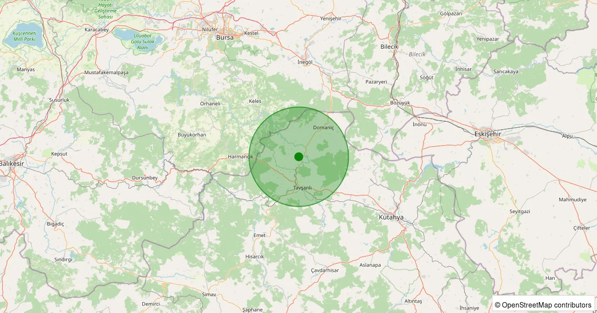 13 Ekim 2025 saat 13:01 - Tavşanlı - Tunçbilek Köyü - 1.20ml depreminin harita gösterimi
