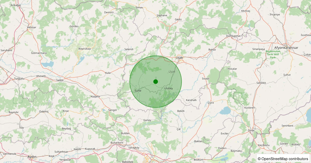 13 Ekim 2025 saat 15:26 - Ulubey - Gümüşkol Köyü - 1.40ml depreminin harita gösterimi