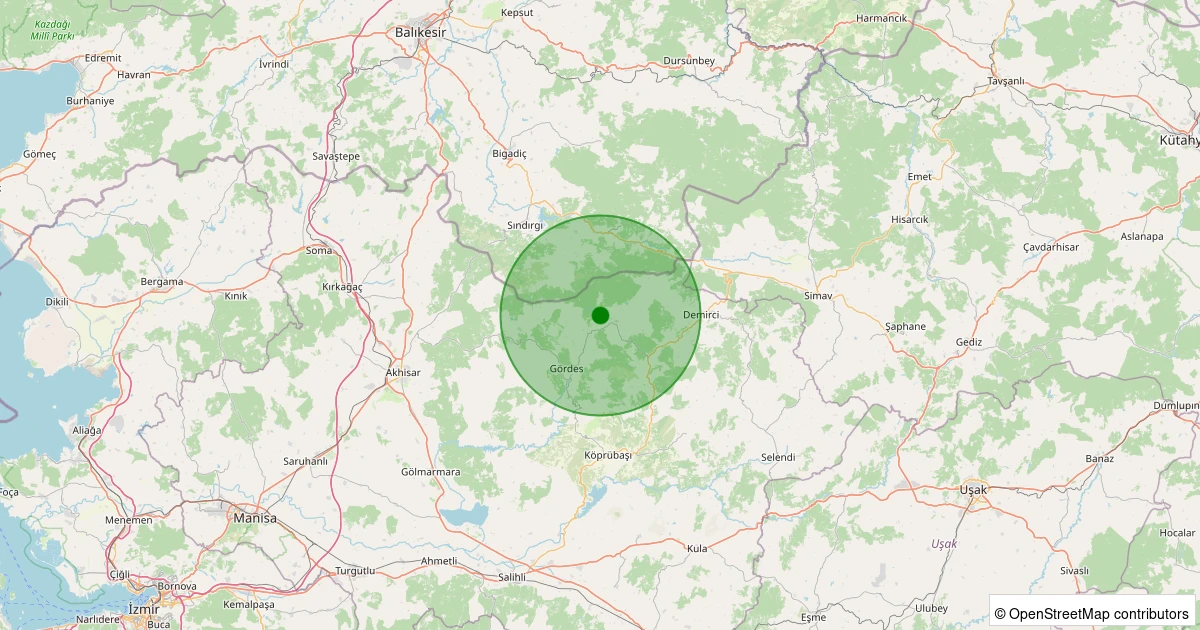 11 Aralık 2025 saat 10:54 - Gördes - 1.00ml depreminin harita gösterimi
