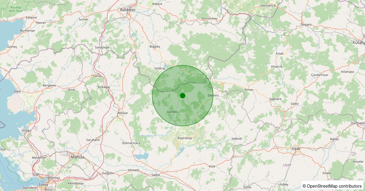 11 Aralık 2025 saat 10:54 - Gördes - 1.00ML depreminin harita gösterimi
