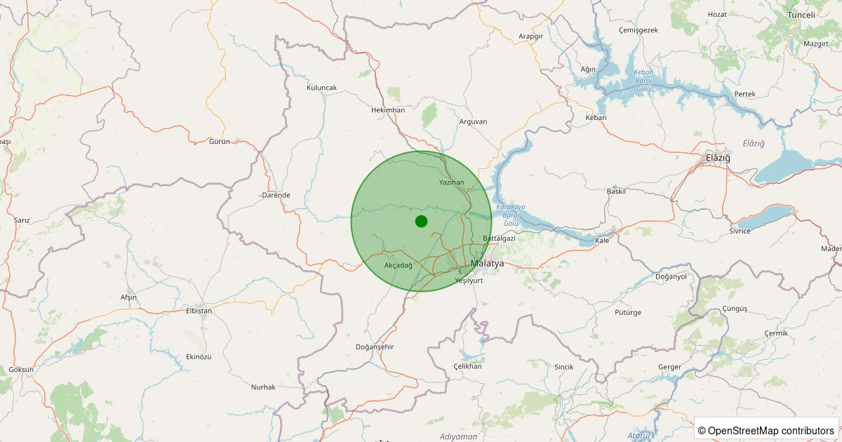 11 Aralık 2025 saat 13:52 - Akçadağ - Ilıcak - 1.50ML depreminin harita gösterimi