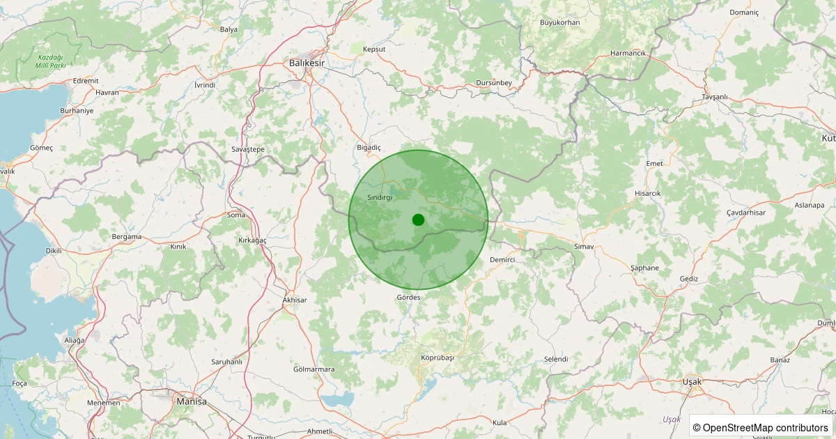 11 Aralık 2025 saat 14:35 - Sındırgı - Küçükdağdere - 1.90ml depreminin harita gösterimi
