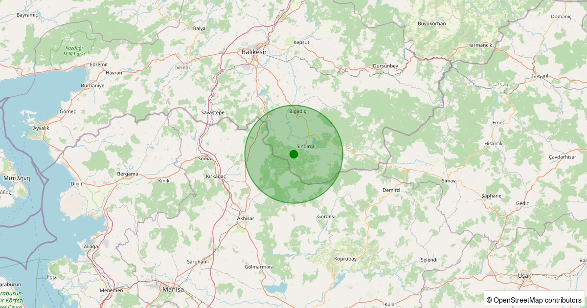 11 Aralık 2025 saat 21:41 - Sındırgı - Kertil - 0.90ML depreminin harita gösterimi
