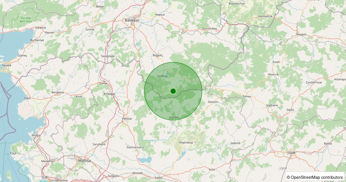 12 Aralık 2025 saat 03:50 - Sındırgı - Yüreğil/Yeni - 1.10ml depreminin harita gösterimi
