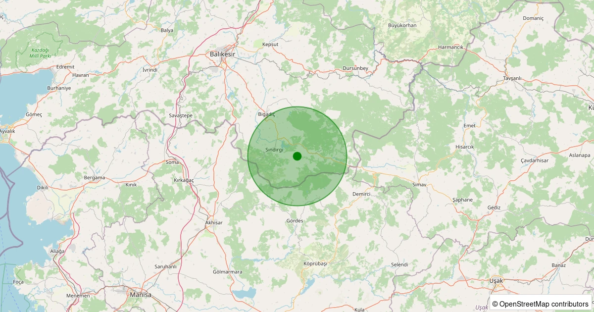 12 Aralık 2025 saat 10:06 - Sındırgı - Aslandede - 1.20ml depreminin harita gösterimi