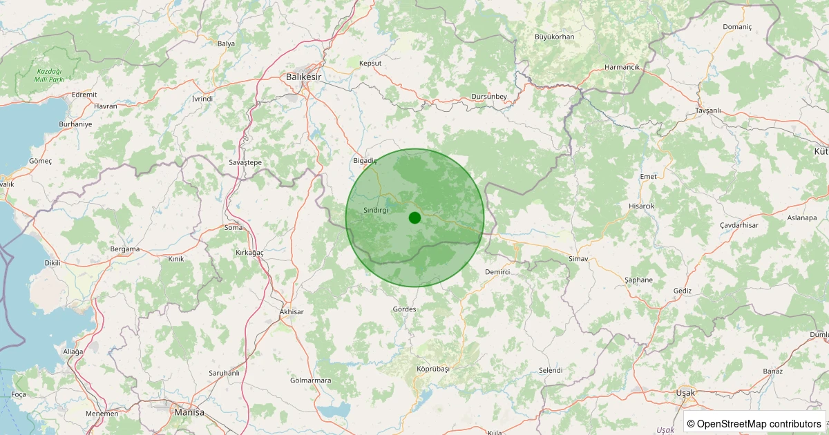 12 Aralık 2025 saat 17:48 - Sındırgı - Osmanlar - 2.00ml depreminin harita gösterimi