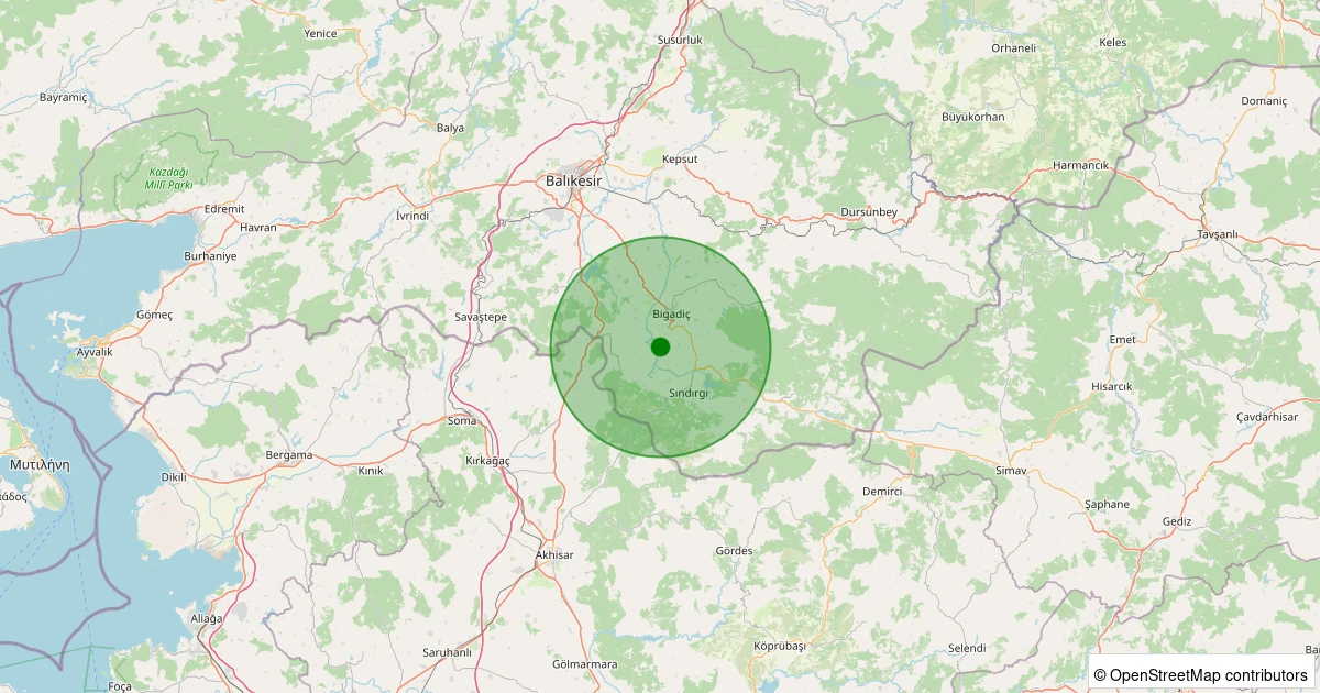 12 Aralık 2025 saat 18:46 - Sındırgı - Armutlu - 1.60ml depreminin harita gösterimi