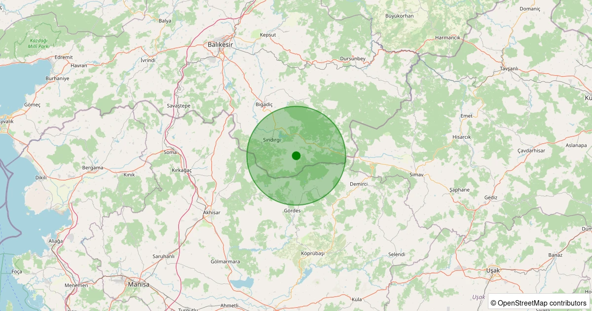 11 Aralık 2025 saat 12:36 - Sındırgı - Büyükdağdere - 1.40ml depreminin harita gösterimi