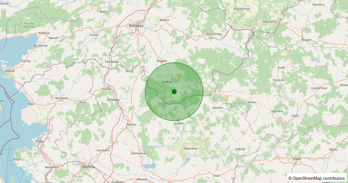 11 Aralık 2025 saat 06:38 - Sındırgı - Emendere - 2.00ml depreminin harita gösterimi