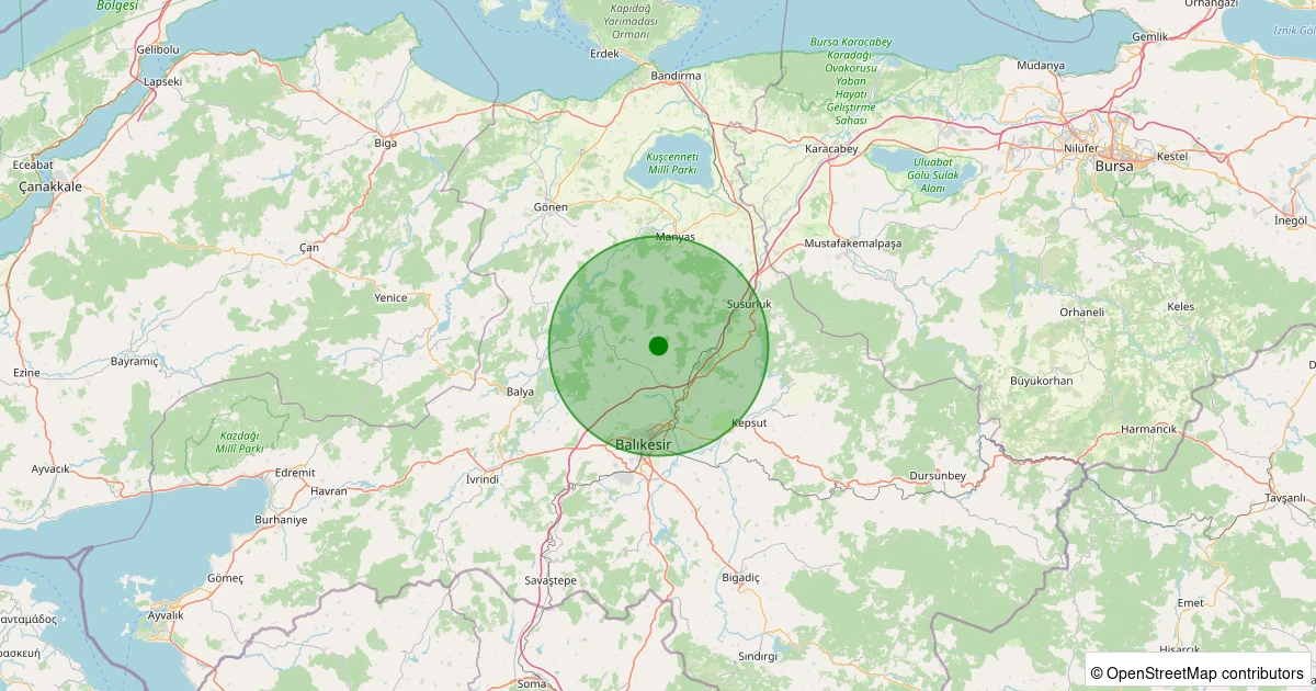 13 Aralık 2025 saat 17:18 - Karesi - Kamçılı - 1.70ml depreminin harita gösterimi