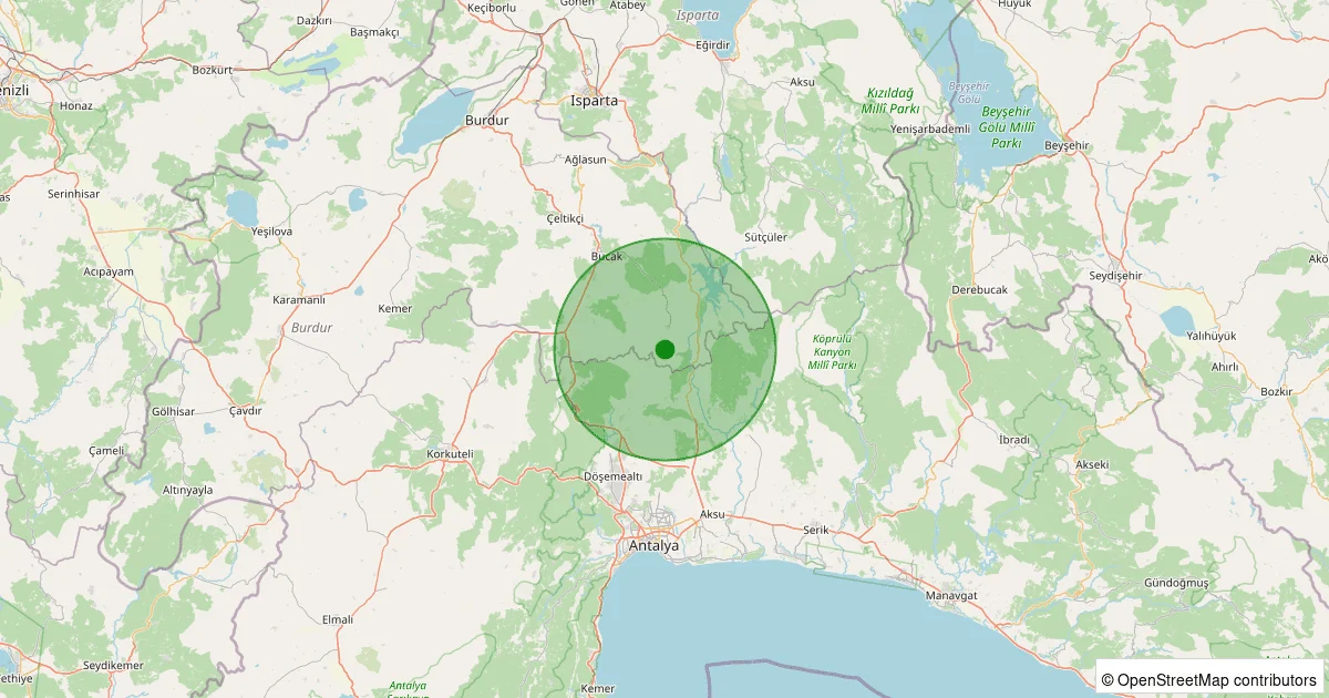 14 Ekim 2025 saat 00:28 - Bucak - Kızılseki Köyü - 1.60ml depreminin harita gösterimi