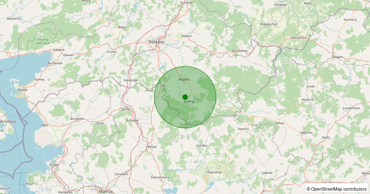 14 Ekim 2025 saat 02:13 - Sındırgı - İbiller - 1.90ml depreminin harita gösterimi