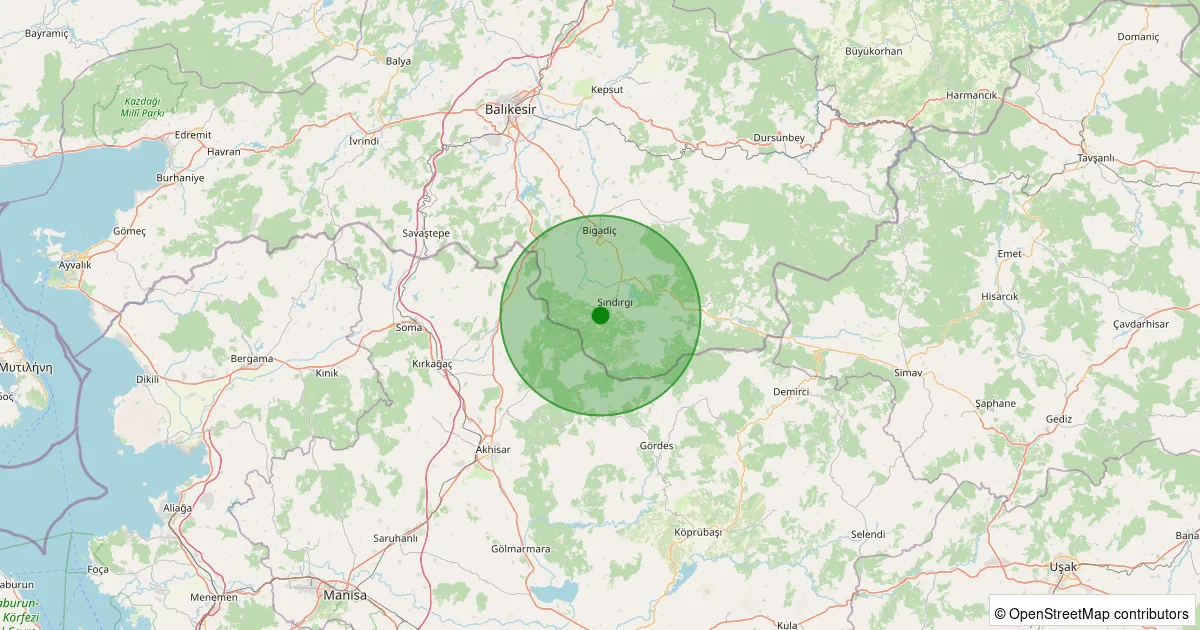 14 Ekim 2025 saat 04:16 - Sındırgı - 1.20ml depreminin harita gösterimi
