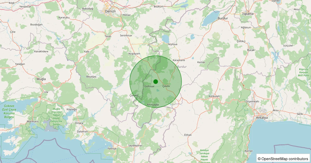 14 Ekim 2025 saat 05:05 - Gölhisar - Yusufça - 2.20ml depreminin harita gösterimi