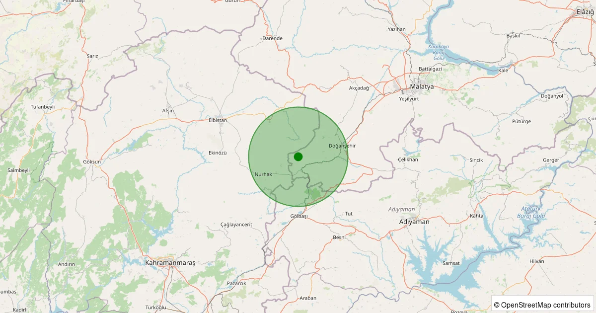 14 Ekim 2025 saat 06:24 - Doğanşehir - Gövdeli - 1.50ML depreminin harita gösterimi