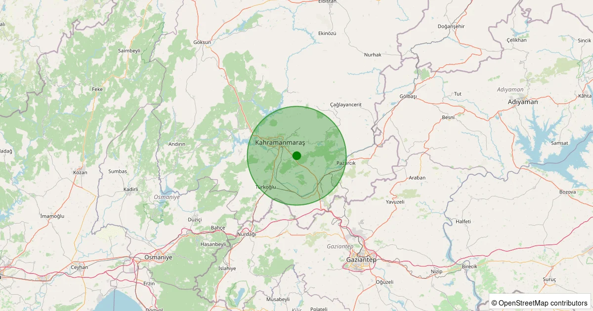 14 Ekim 2025 saat 13:07 - Dulkadiroğlu - Abbaslar - 2.20ml depreminin harita gösterimi