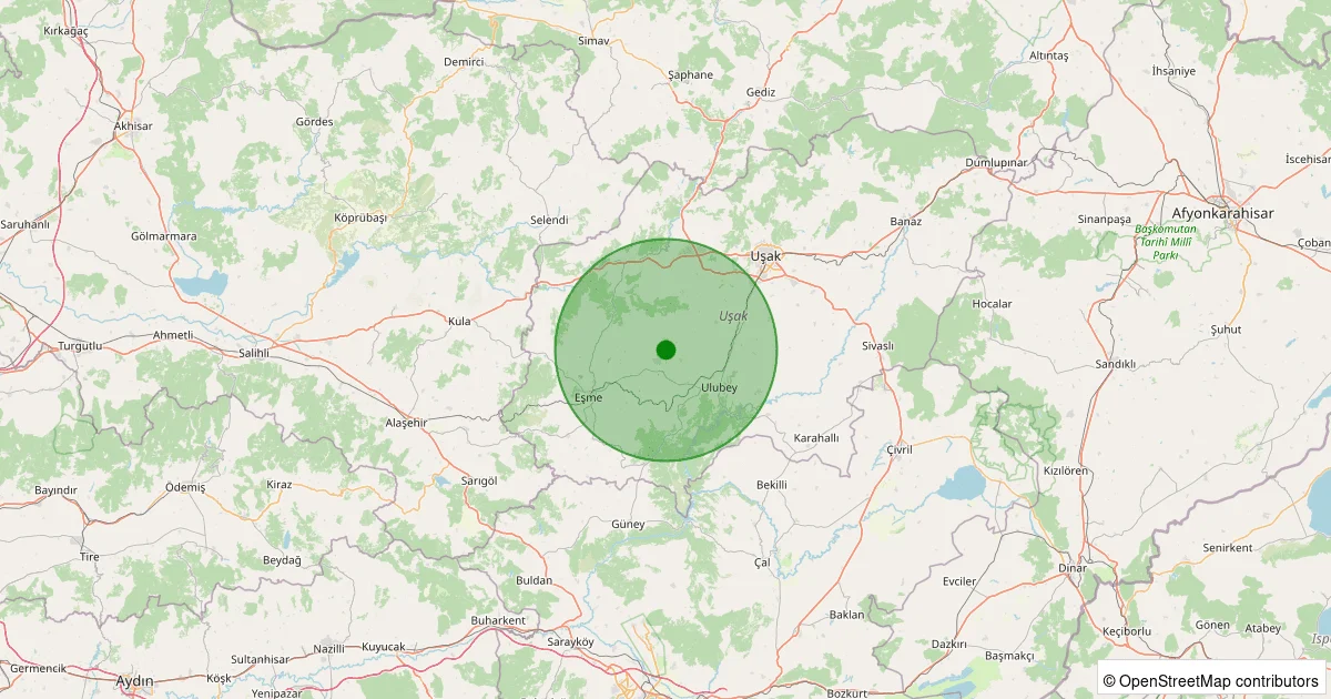 14 Ekim 2025 saat 15:26 - Eşme - Katrancılar Köyü - 1.00ML depreminin harita gösterimi