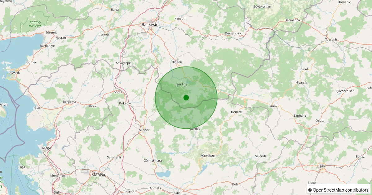 14 Ekim 2025 saat 17:21 - Sındırgı - Aktaş - 1.10ml depreminin harita gösterimi
